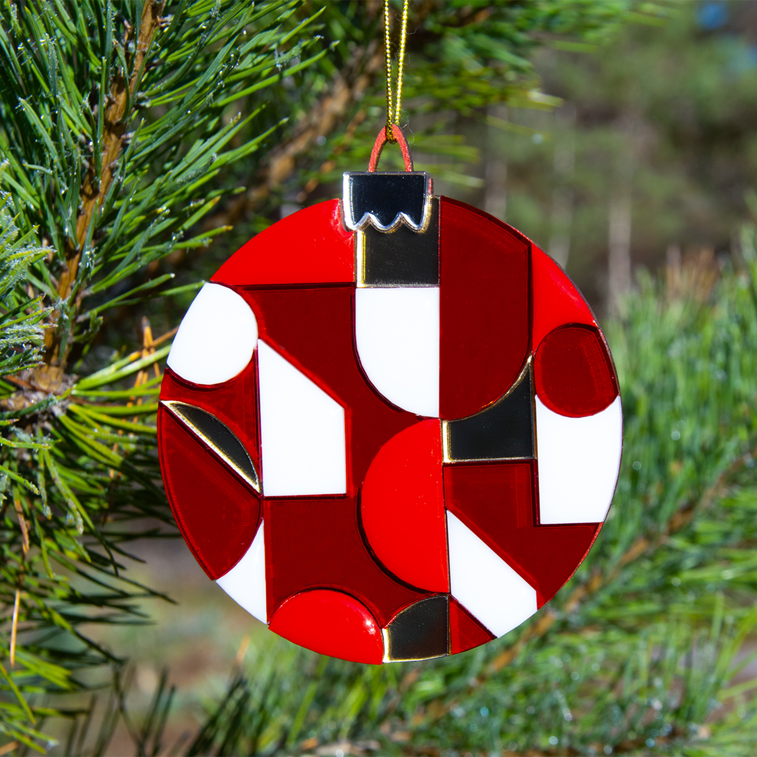 Ёлочное украшение Хундертвассер, коллекция ARTS`ME (красный с белым и с золотом)-4