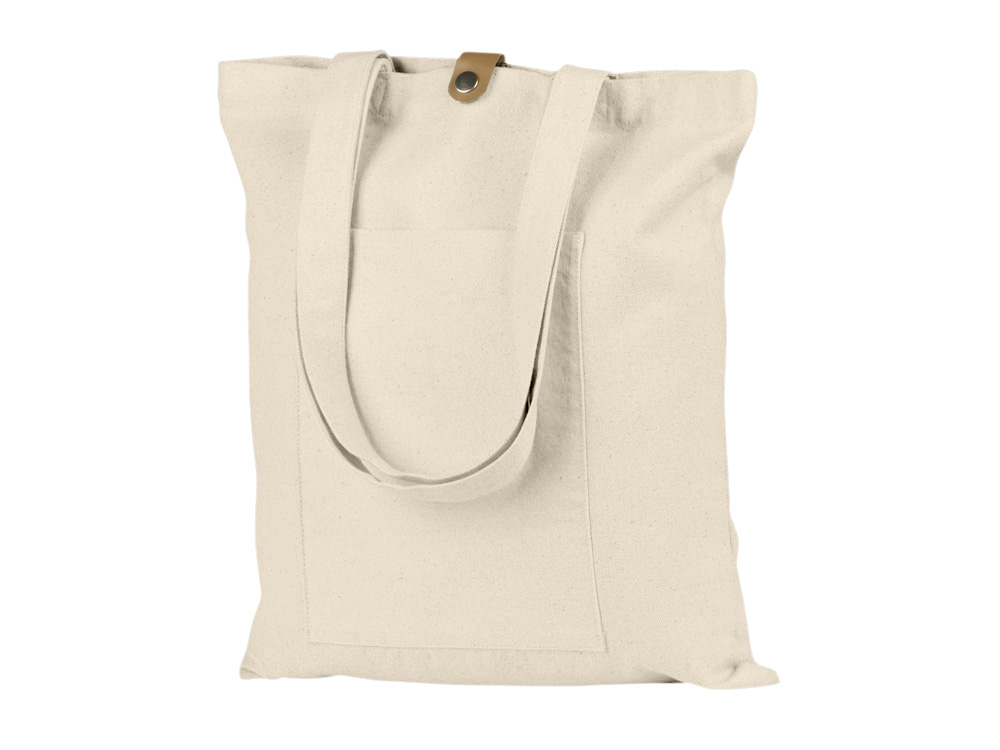 Сумка Clip из хлопка 340 г/м2 с застежкой из экокожи, натуральный-2