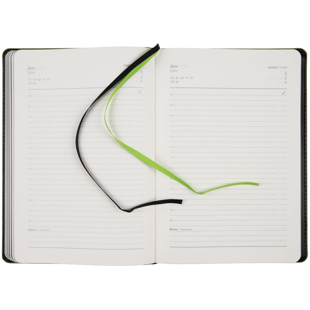 Ежедневник Alanis, недатированный, черный с зеленым-4