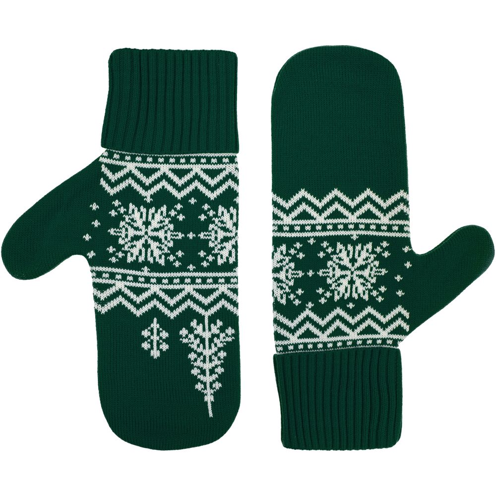 Варежки Elnik, зеленые с молочно-белым-1