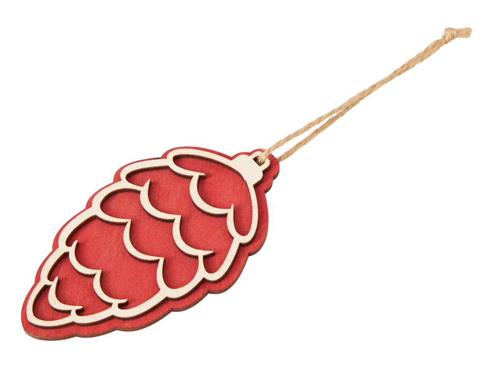 Подвеска шишка с цветной подложкой, красная подложка-0