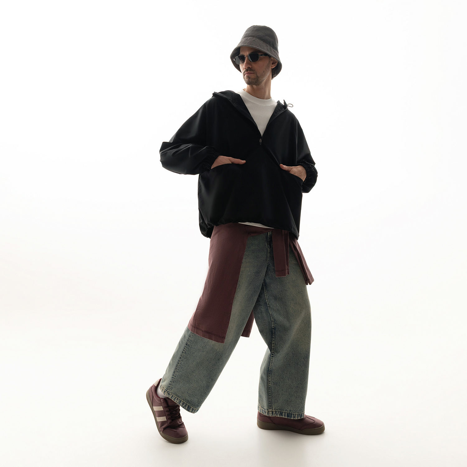 Ветровка (анорак) оверсайз унисекс RISSMAN, черная-11