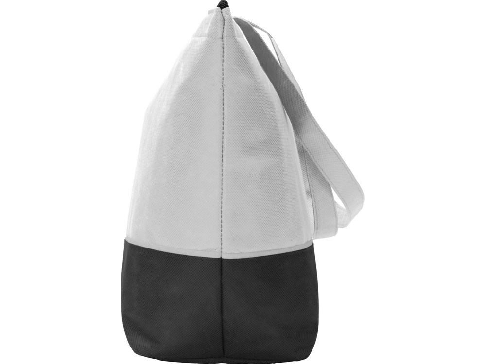 Сумка-холодильник Reviver с длинными ручками из нетканого переработанного материала RPET, белый/черный-4