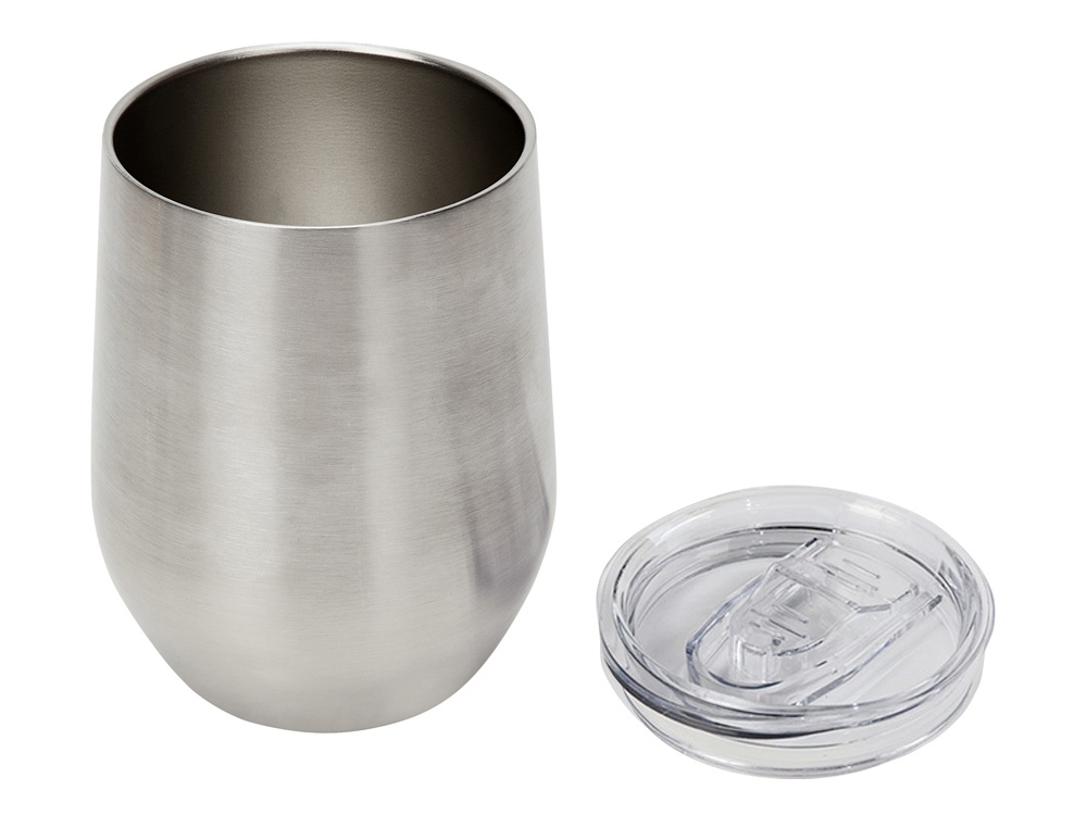 Вакуумная термокружка Sense, непротекаемая крышка, крафтовая упаковка, серебристый-3