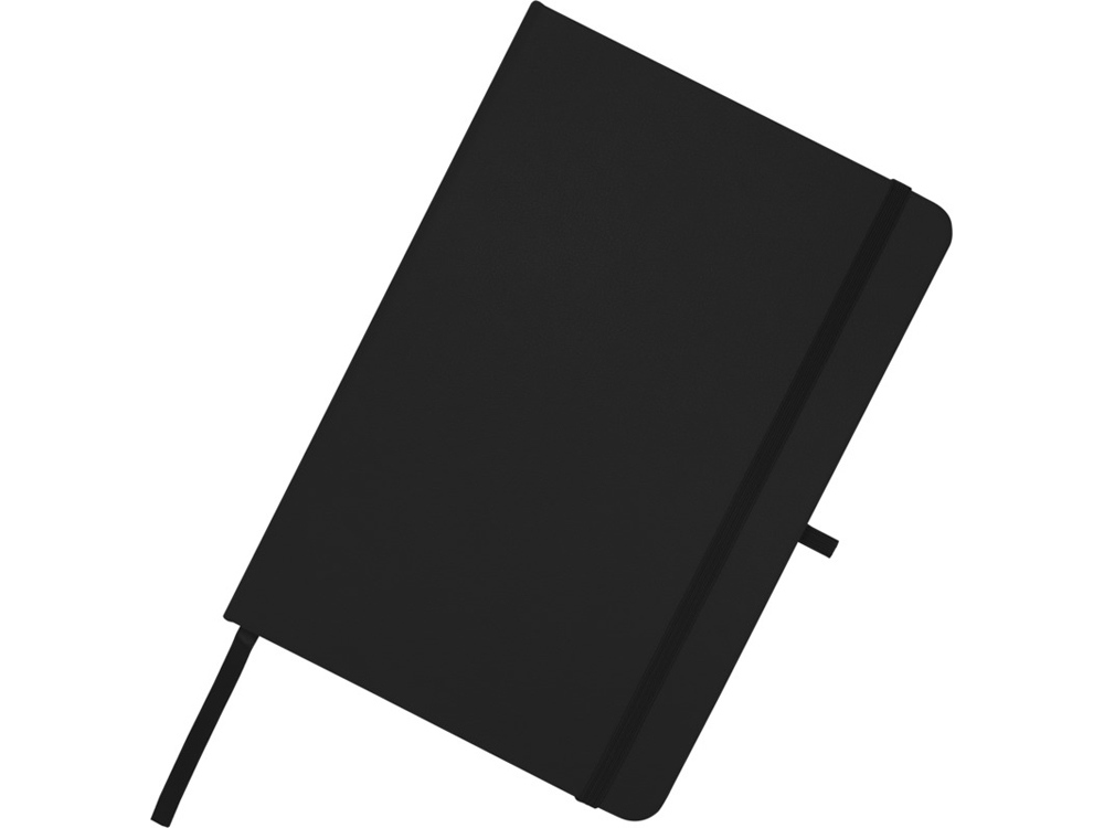 Teak блокнот А5 из переработан. материала в твердой обложке с линован. страницами - сплошной черный-4