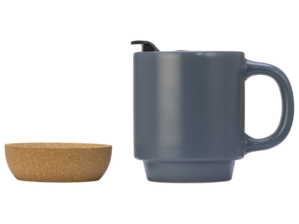 Кружка Denpasar с пробковым дном и крышкой, цветная с двух сторон, антрацит-5