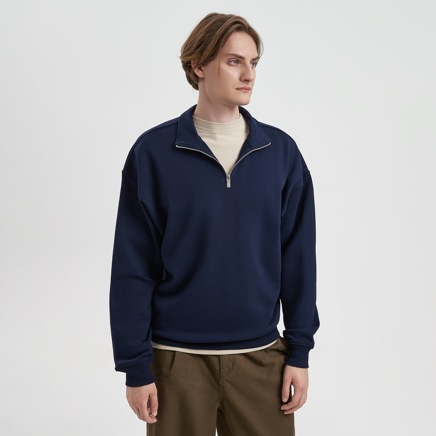 Толстовка на молнии унисекс Флоу (Flow), темно-синяя-0