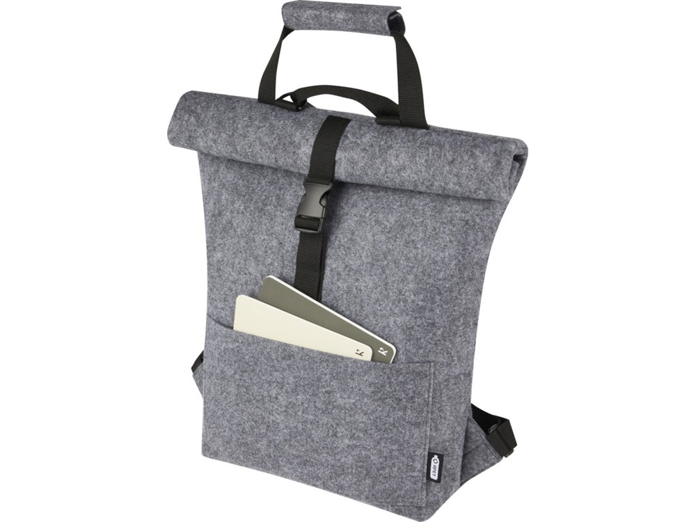 Велосумка Felta 13 л из фетра, переработанного по стандарту GRS, со скручиваемым верхом, средне-серый-3