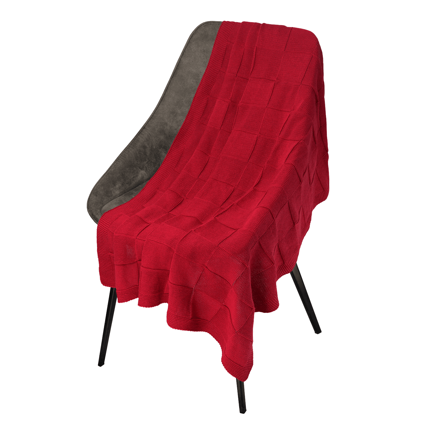 Плед Cella вязаный, красный (без подарочной коробки)-0