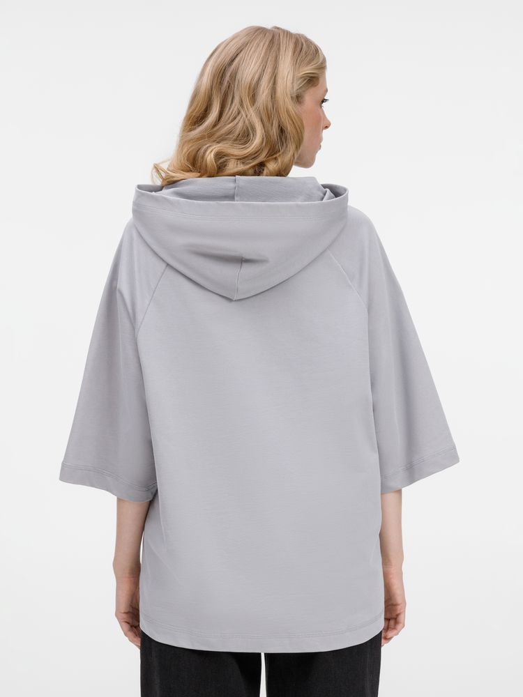 Футболка оверсайз унисекс с капюшоном Neofit, светло-серая-4