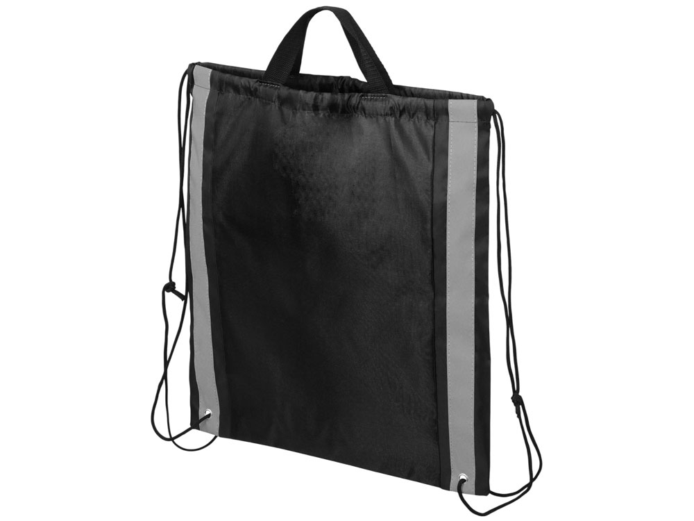 Рюкзак-мешок Savy со светоотражающими полосами по бокам, черный-0