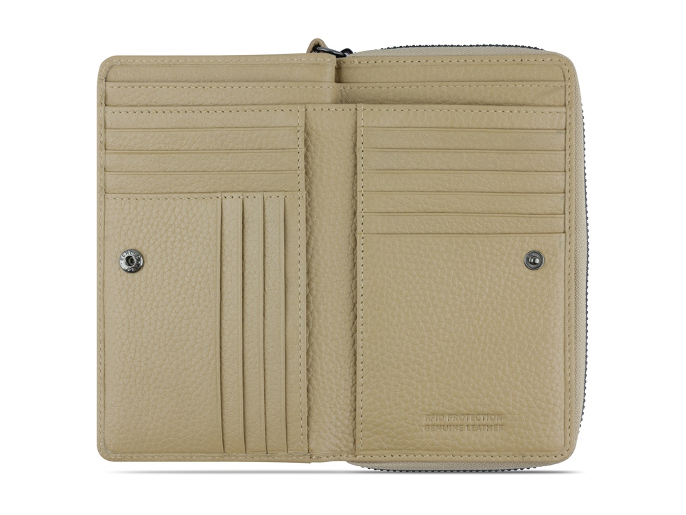 Кошелёк женский BUGATTI Elsa, с защитой RFID, песочного цвета, воловья кожа/полиэстер, 15,5х3х9,5 см-2