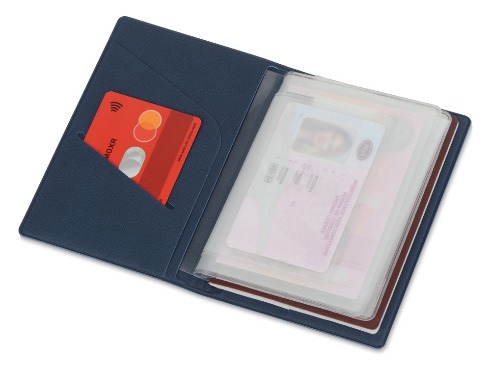 Классическая обложка для автодокументов Favor, темно-синяя-1