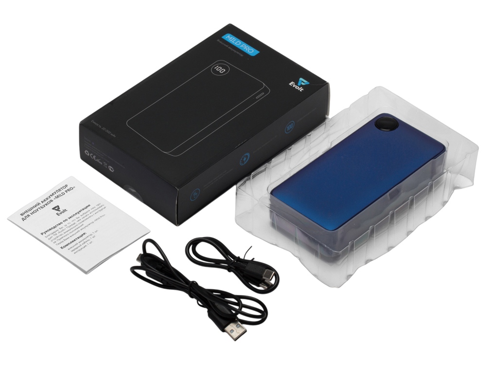 Внешний аккумулятор Mild Pro c быстрой зарядкой QC/PD, 20 000 mAh, синий-7