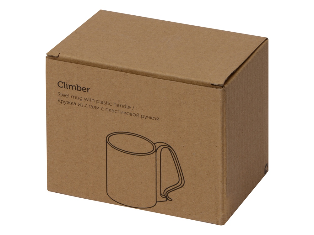 Стальная кружка Climber с пластиковой ручкой, серебристый/белый-4