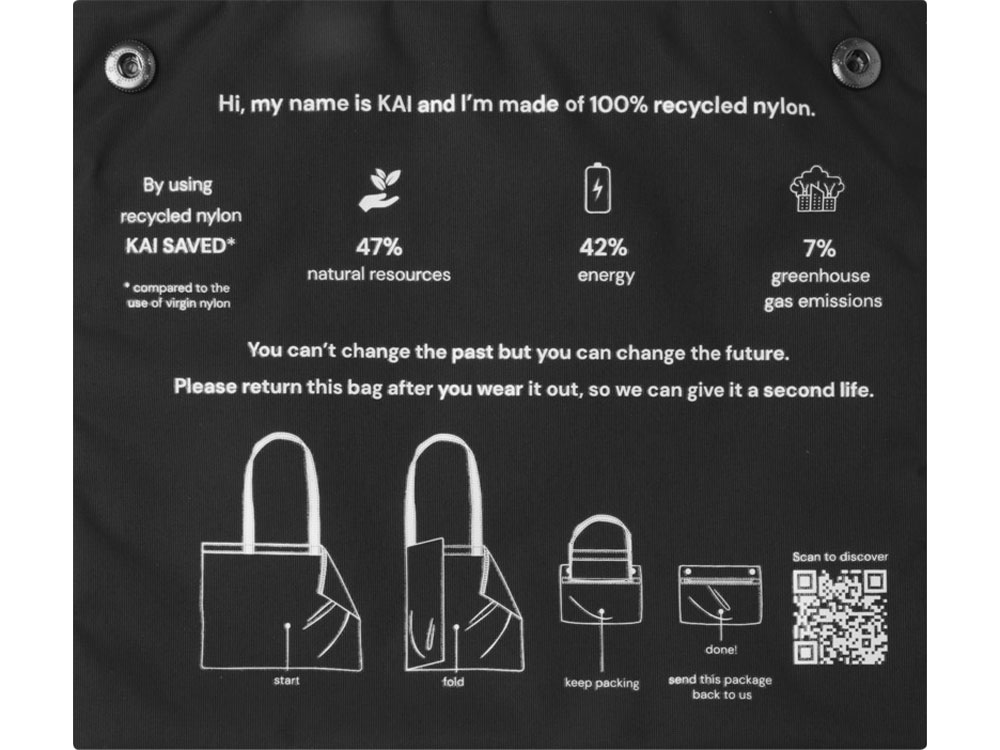 Kai круглая эко-сумка из переработанного материала, сертифицированного согласно GRS - сплошной черный-3