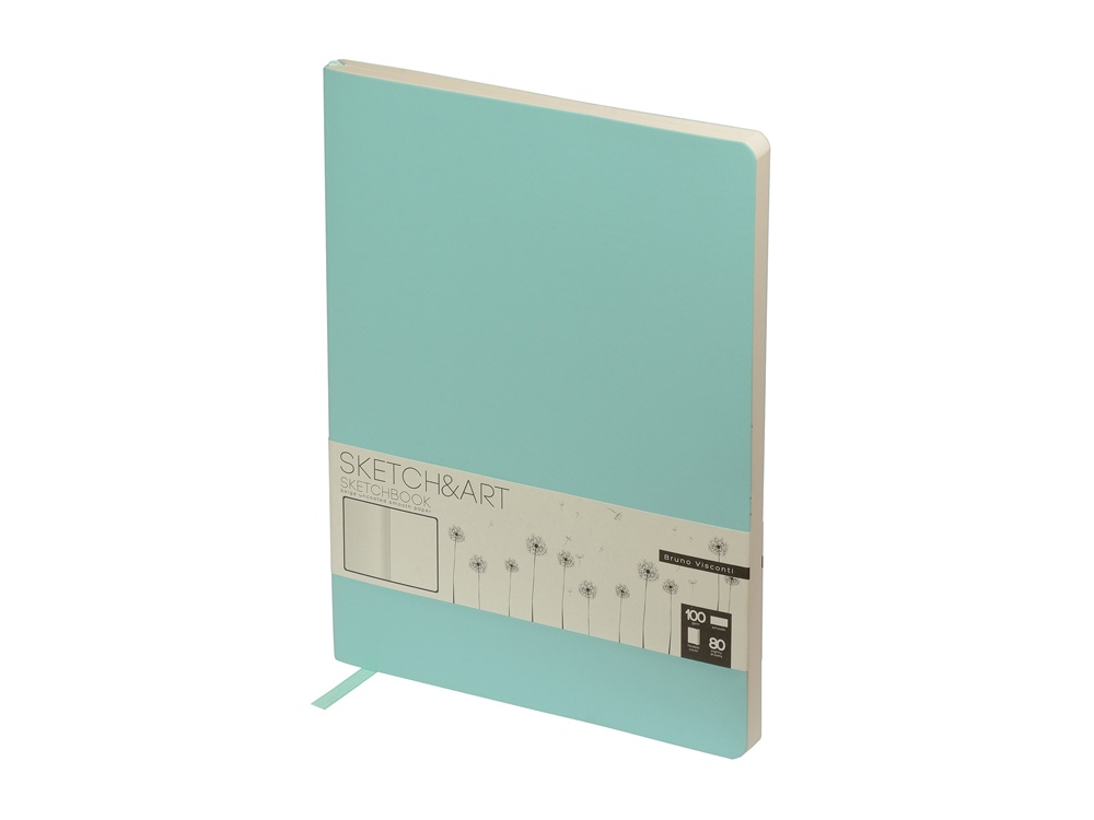 Скетчбук Sketch & Art в мягком переплете 179х250 мм, 80 л. бежевой бумаги 100 гр., мятный-0