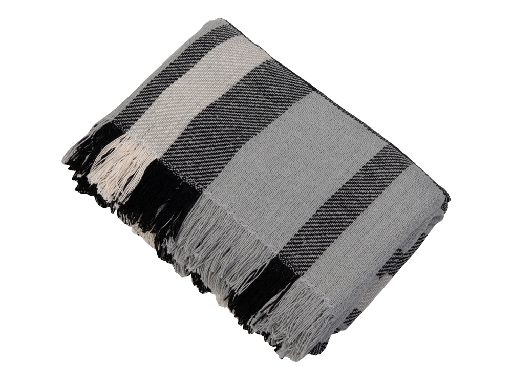 Плед Liner с бахромой, 140*205 см., серый с черным-3