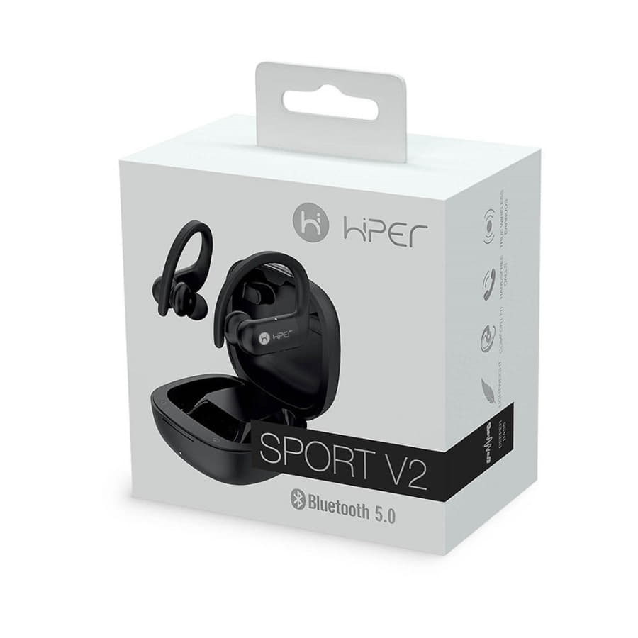 Наушники беспроводные с зарядным боксом HIPER TWS SPORT V2, цвет черный , черный-5