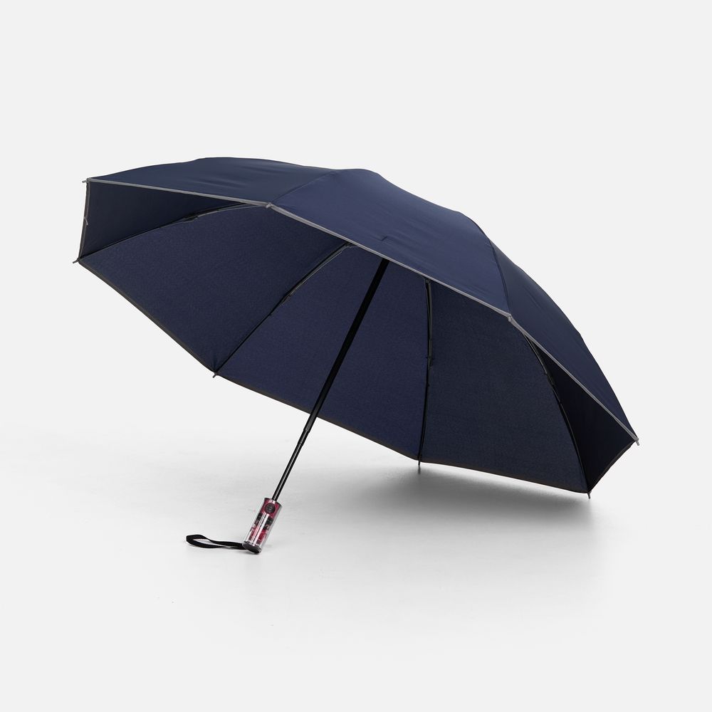 Зонт наоборот складной Futurum со светоотражающим кантом, темно-синий-0