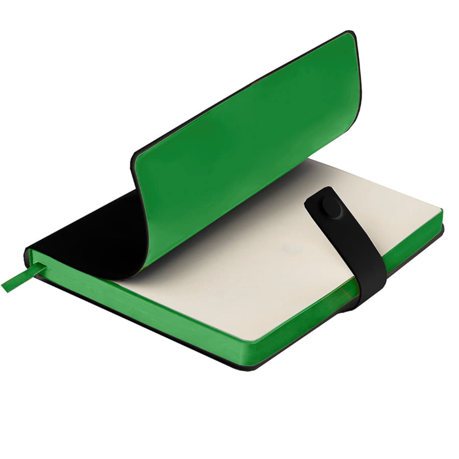 Ежедневник недатированный Stellar, А5, черный, кремовый блок  в линейку, с зеленым обрезом, черный, зеленый-7