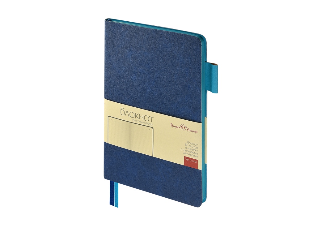 Блокнот А5 Boston, синий с голубым срезом-0