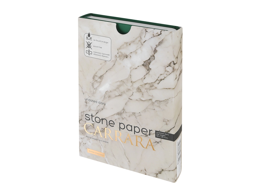 Ежедневник с каменной бумагой недатированный А5 Carrara, зеленый-8