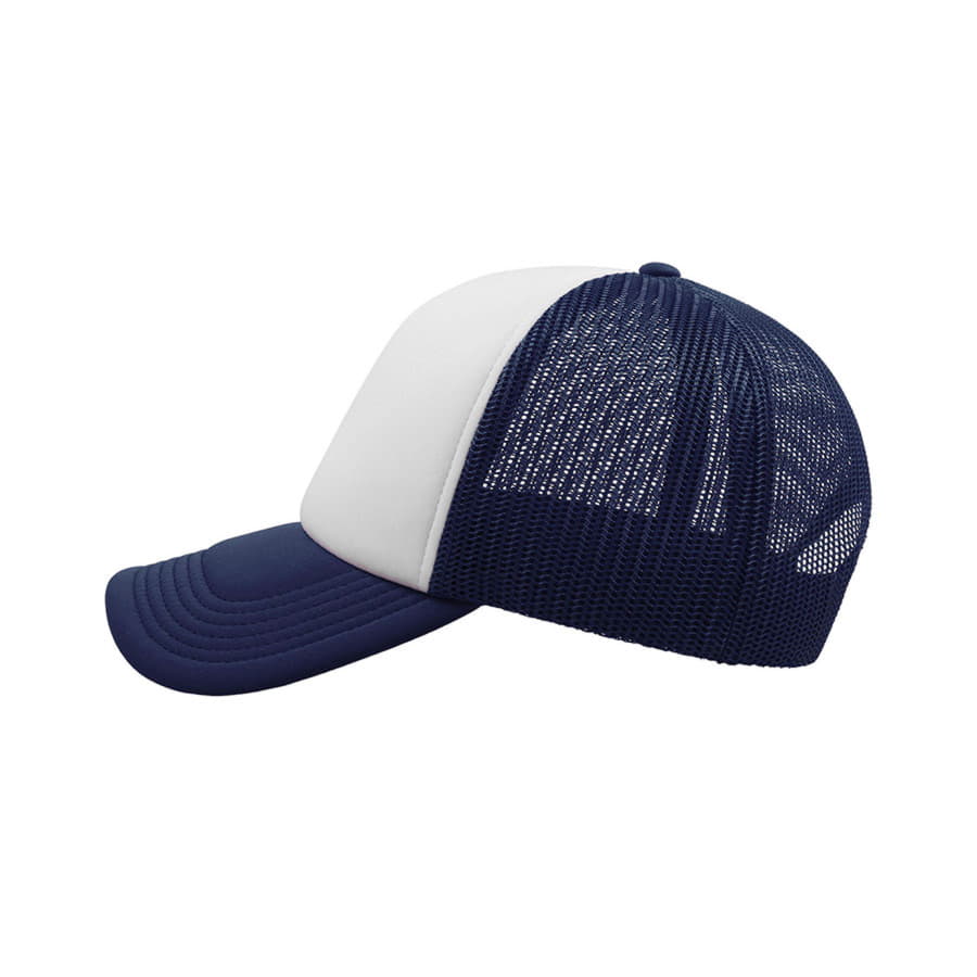 Бейсболка RAPPER, 5 клиньев, пластиковая застежка, белый, темно-синий-3