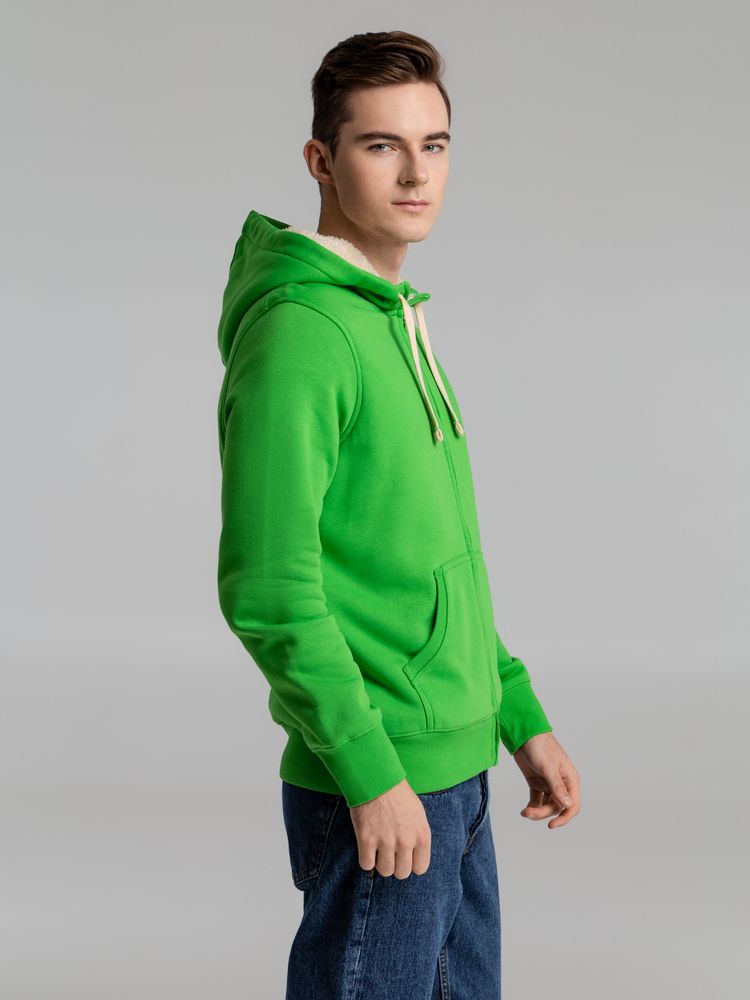 Толстовка унисекс на молнии Sherpa 280, ярко-зеленая-5