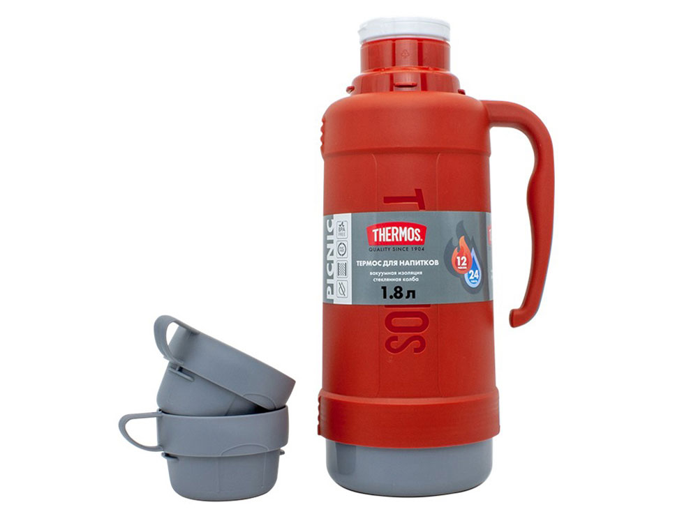Термос со стеклянной колбой тм THERMOS PICNIC 40 Series Red 1,8L-3