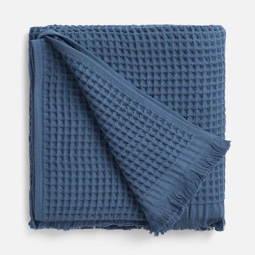 Плед вафельный Elenglect, темно-синий-1