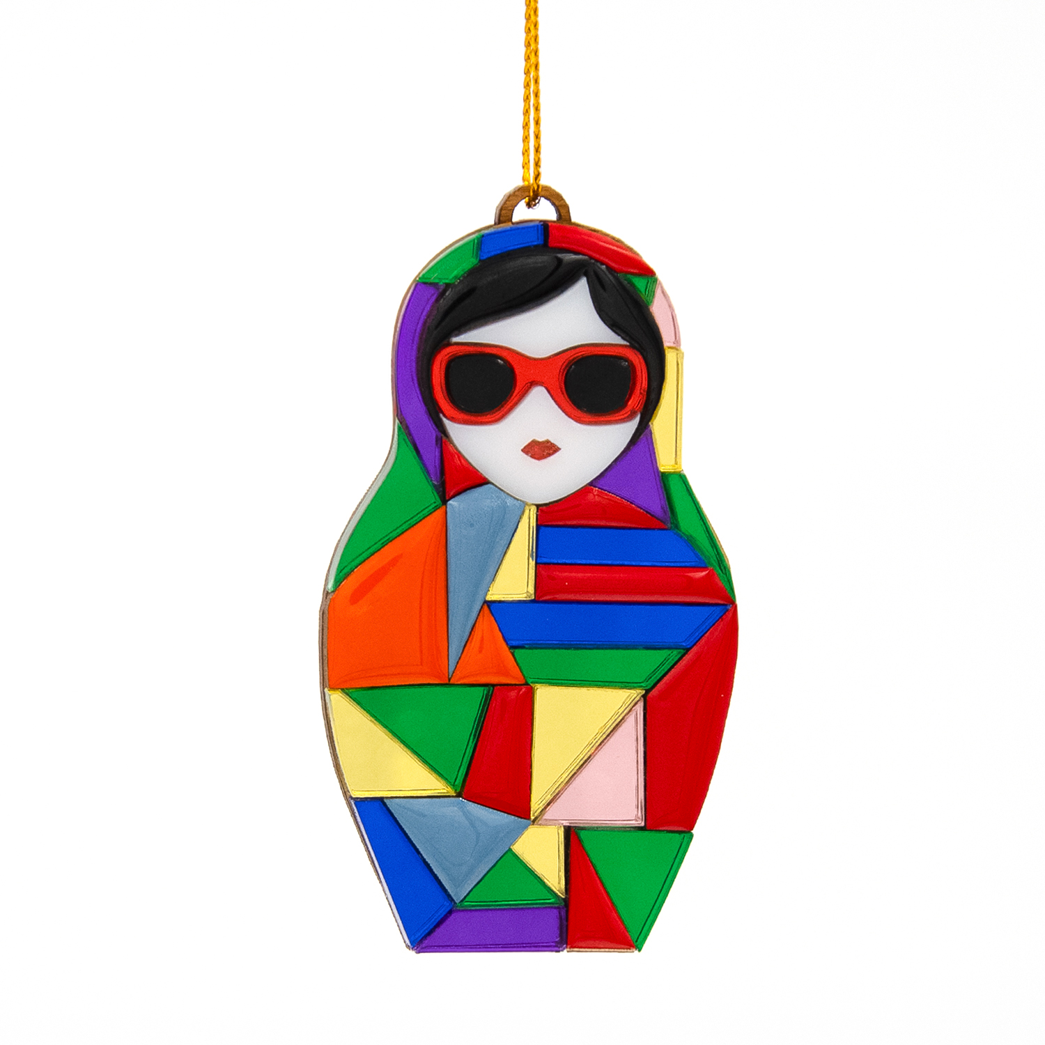Ёлочная игрушка Матрешка с мозаикой (разноцветный)-4