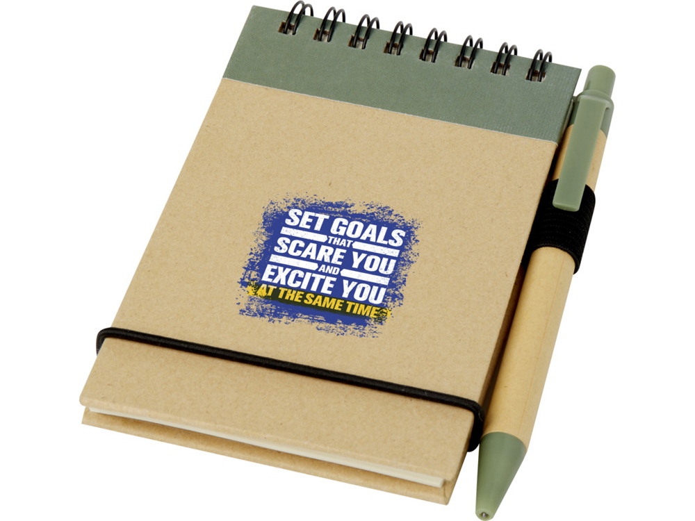 Блокнот А7 Zuse с ручкой шариковой, зеленый яркий-2