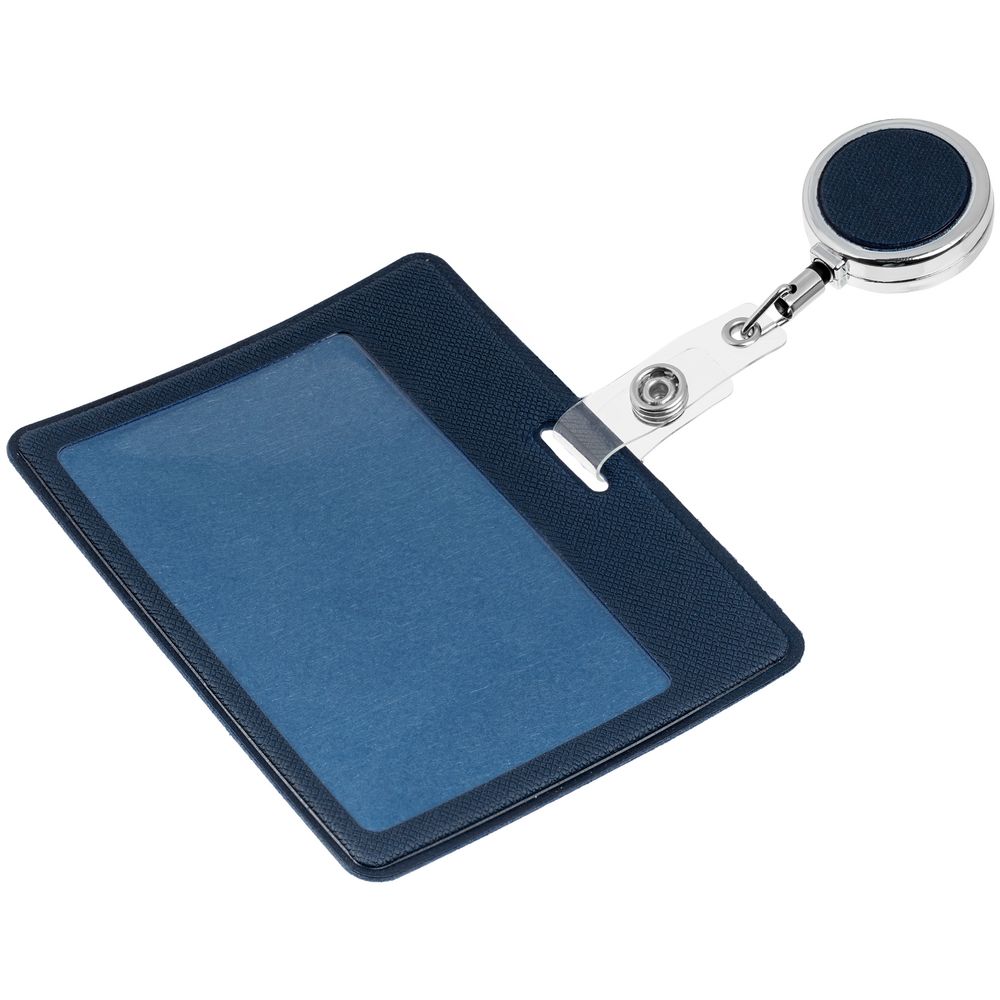 Чехол для карточки с ретрактором Devon, синий-0