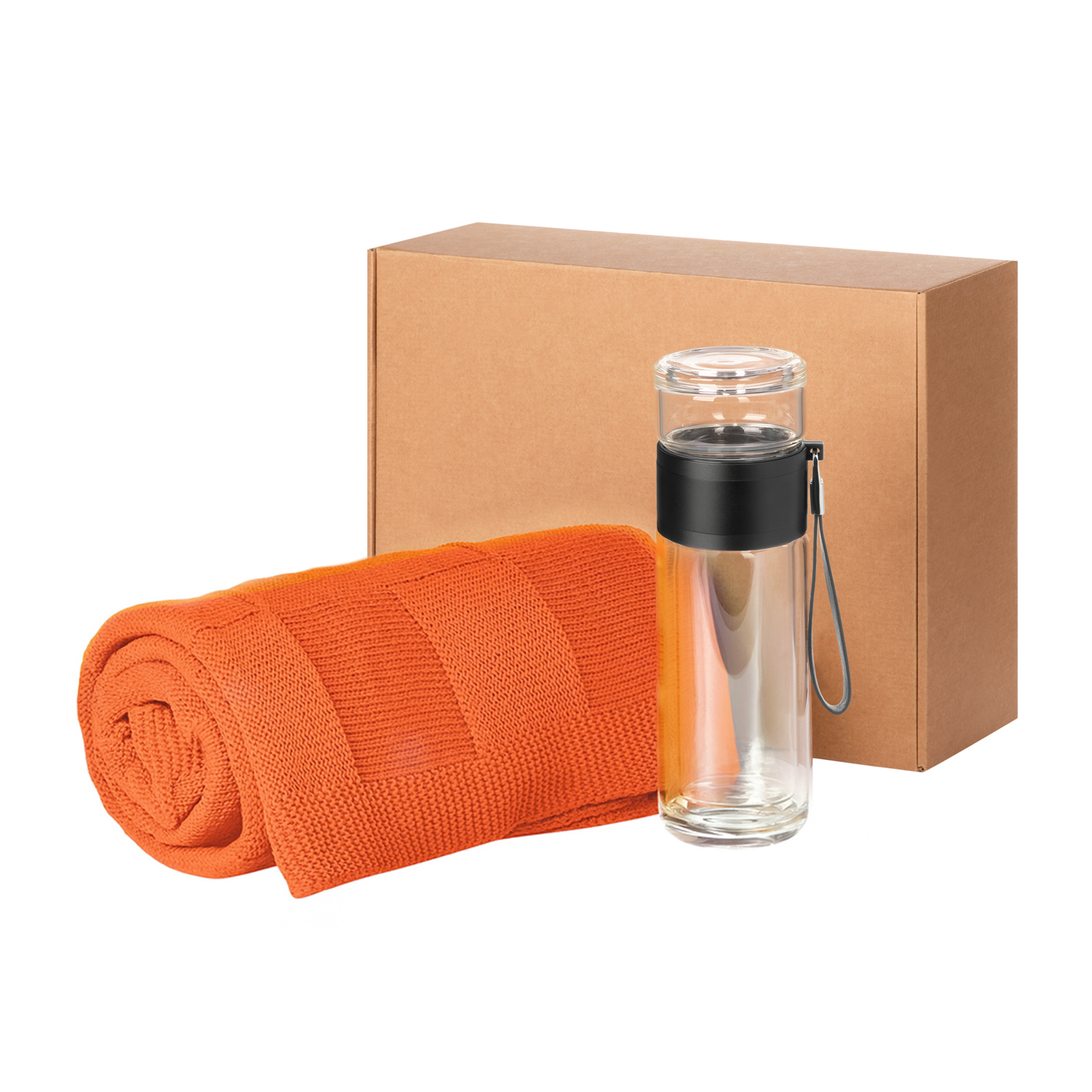Подарочный набор Terso, Cella, оранжевый (плед, термобутылка)-0