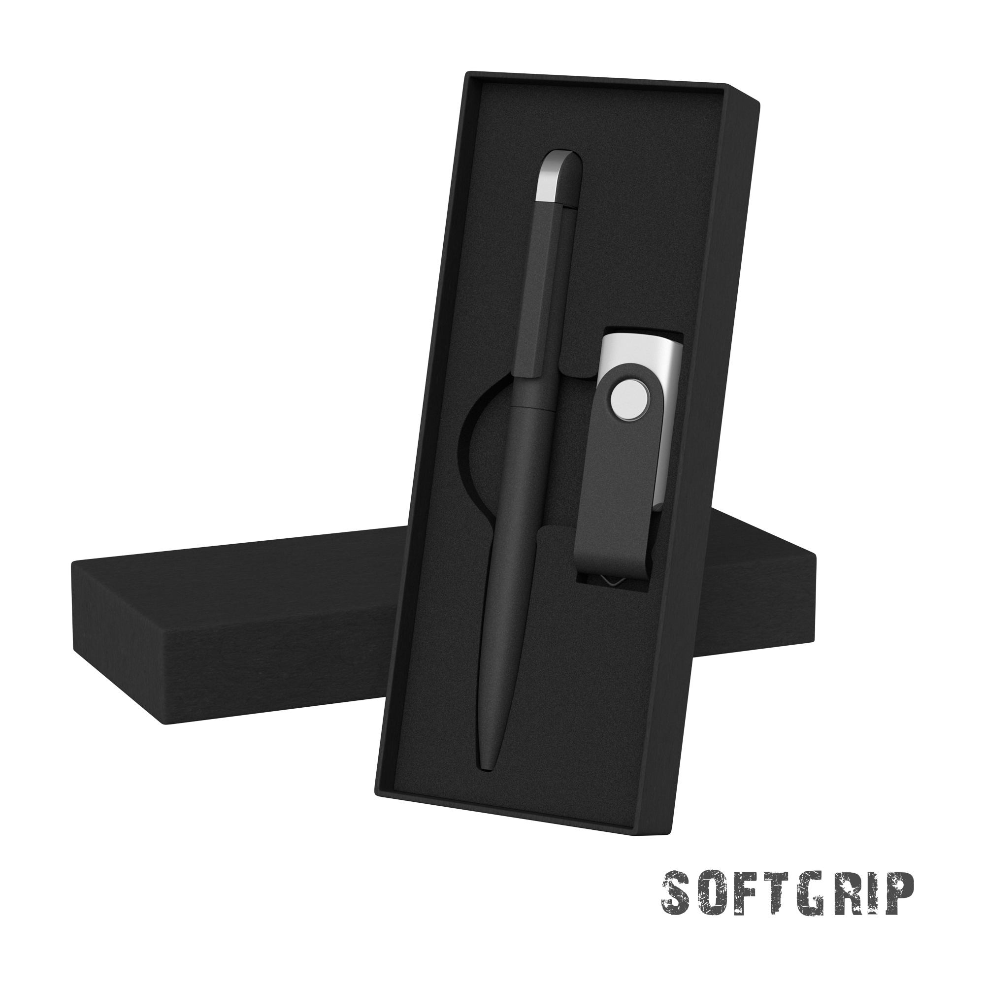 Набор ручка + флеш-карта 16 Гб в футляре,  покрытие softgrip-0