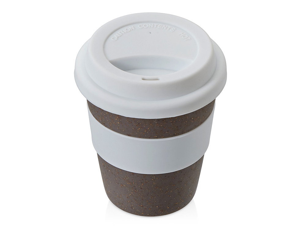 Стакан с силиконовой крышкой Cafe, белый-0