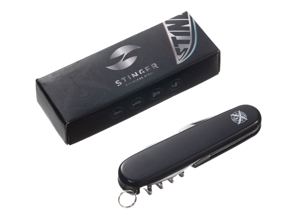 Нож перочинный Stinger, 90 мм, 10 функций, материал рукояти: АБС-пластик (чёрный)-5