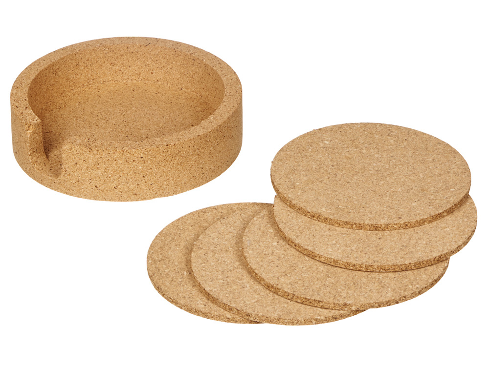 Набор костеров из пробки на подставке из пробки Krock-6