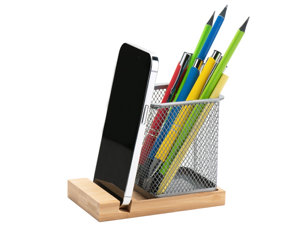 Подставка для ручек и телефона Fika, натуральный/серый-1