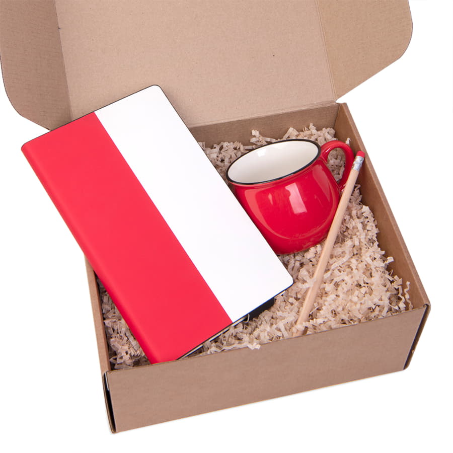 Подарочный набор LAST SUMMER: бизнес-блокнот, кружка, карандаш чернографитный, красный, белый, красный-1