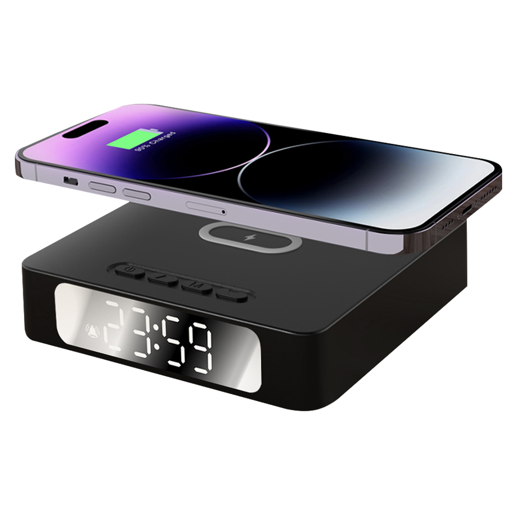 Часы с беспроводной зарядкой Raven 3в1, Черный-0