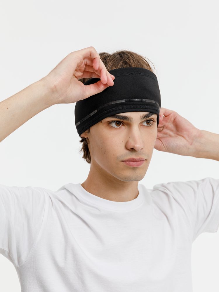 Спортивная повязка утепленная Jogge, черная-0