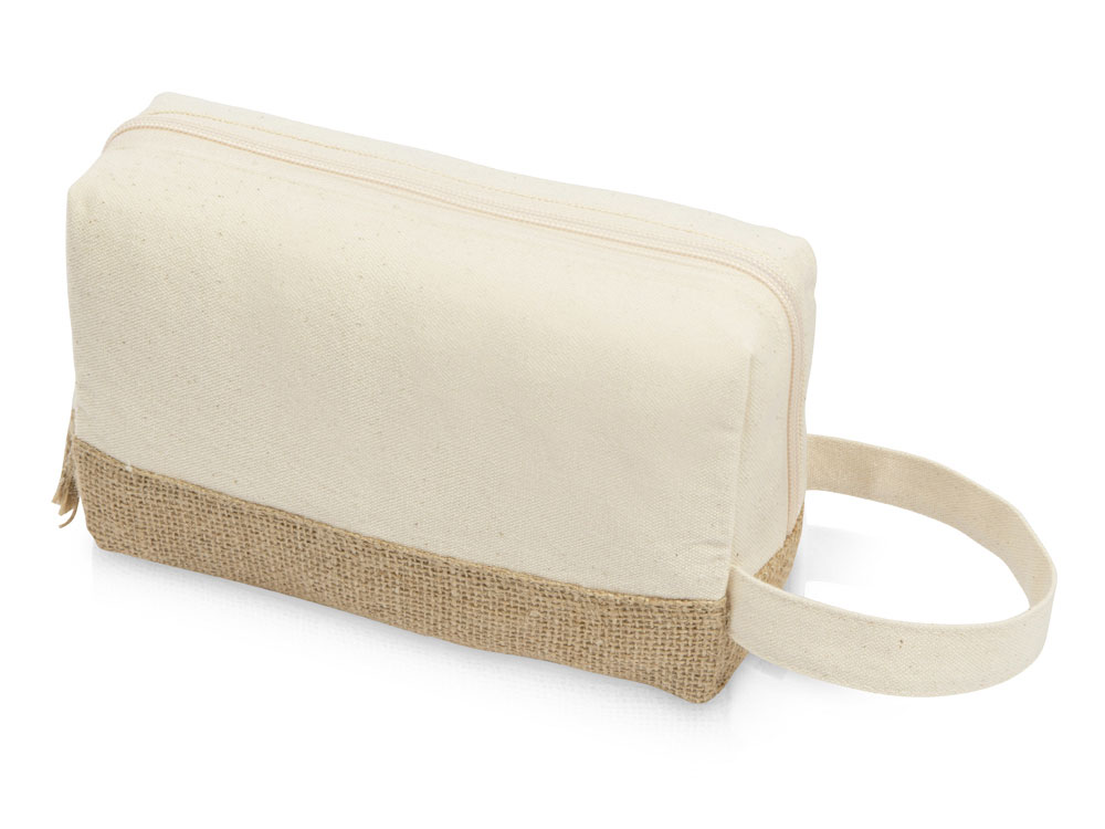 Косметичка Jute с ручкой из хлопка и джута, натуральный-0