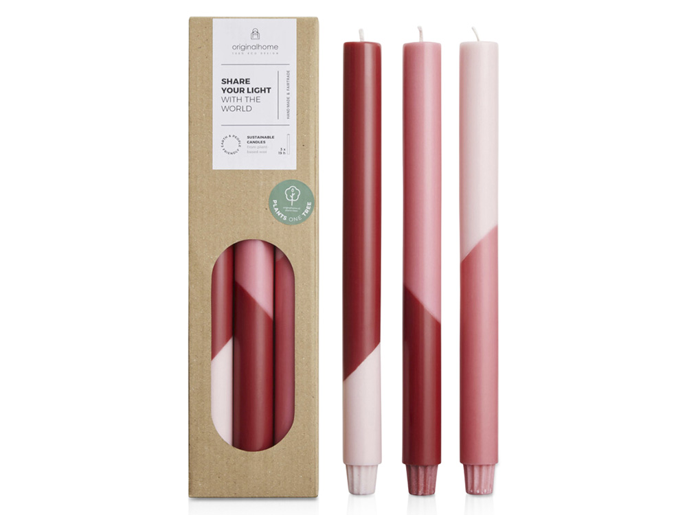Originalhome Eden диагональные свечи - набор из 3 штук - Красный-0