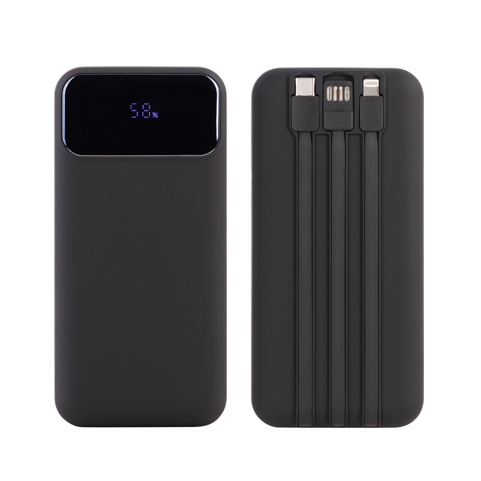 Зарядное (22.5W) устройство "Top Grade SOFTTOUCH" 20000 mAh с подсветкой логотипа, встроенными кабелями и цифровым индикатором заряда-5