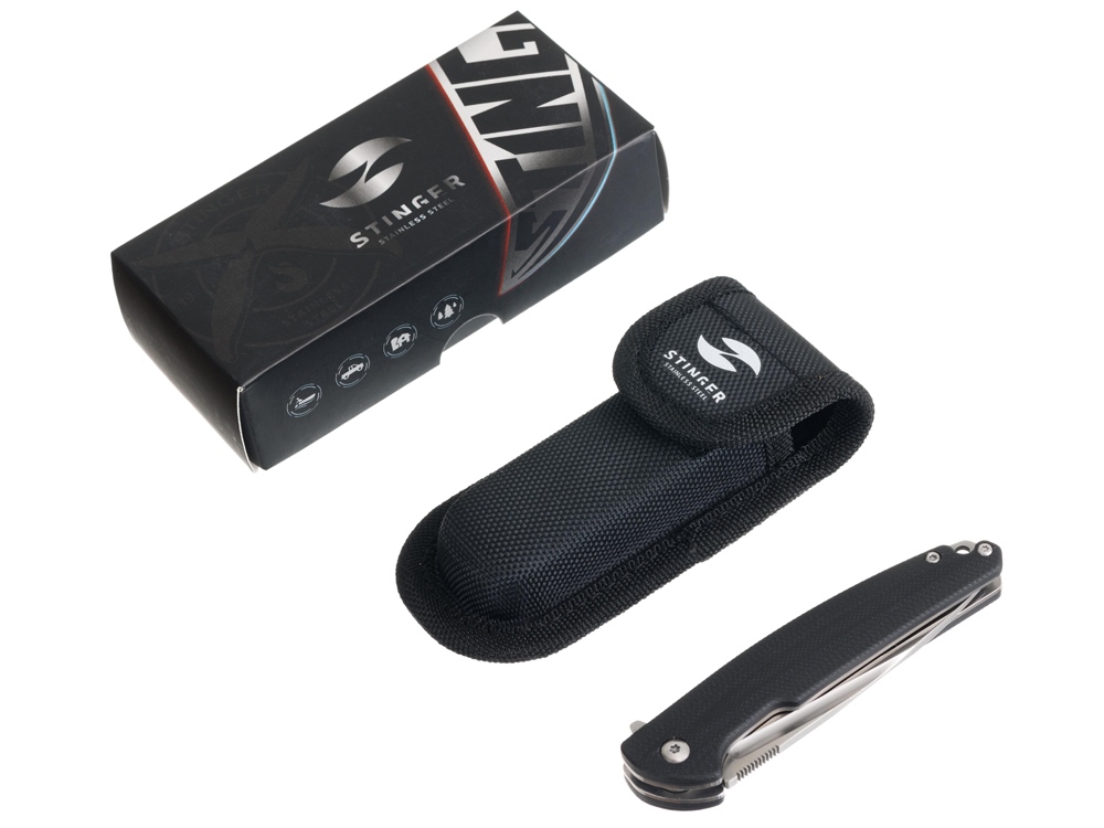 Нож складной Stinger, 106 мм, (серебристый), материал рукояти: сталь D2, стеклотекстолит G10-4