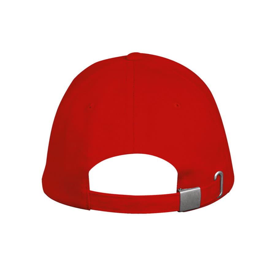 Бейсболка LONG BEACH, 5 клиньев, металлическая застежка, красный-3