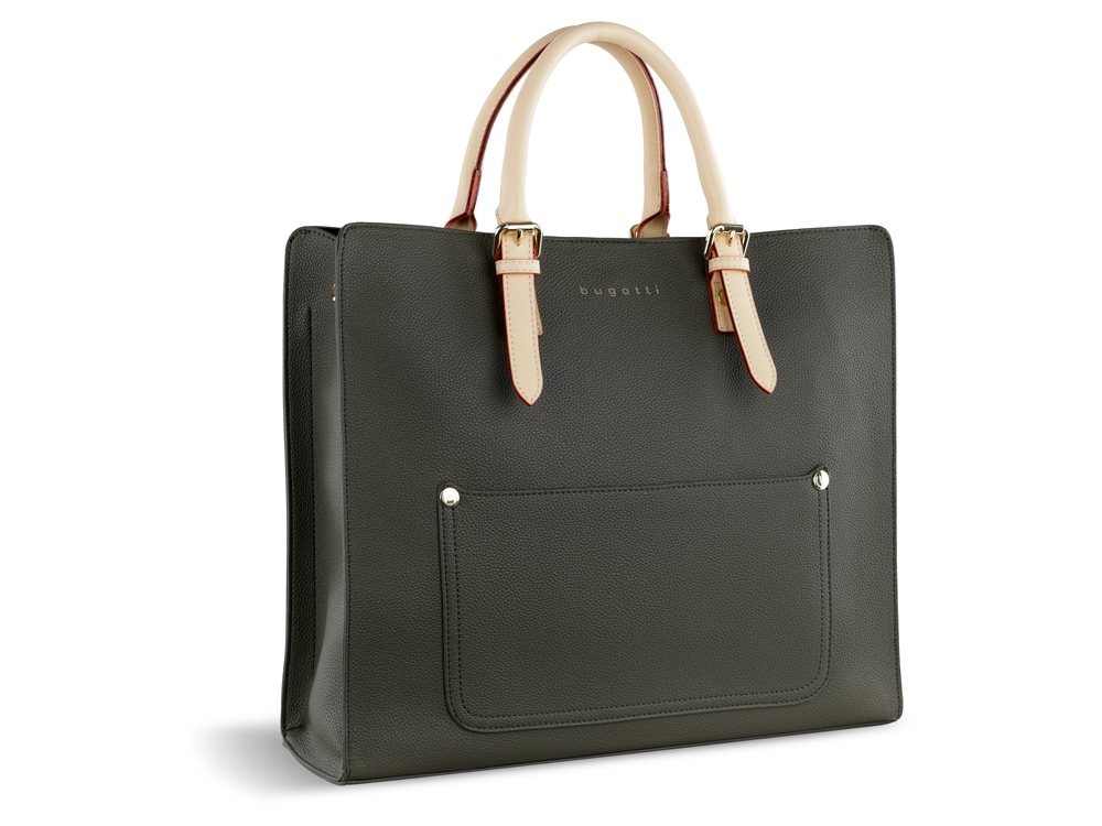 Сумка-шоппер BUGATTI Ella, оливковая, полиуретан, 37х12х31 см-0