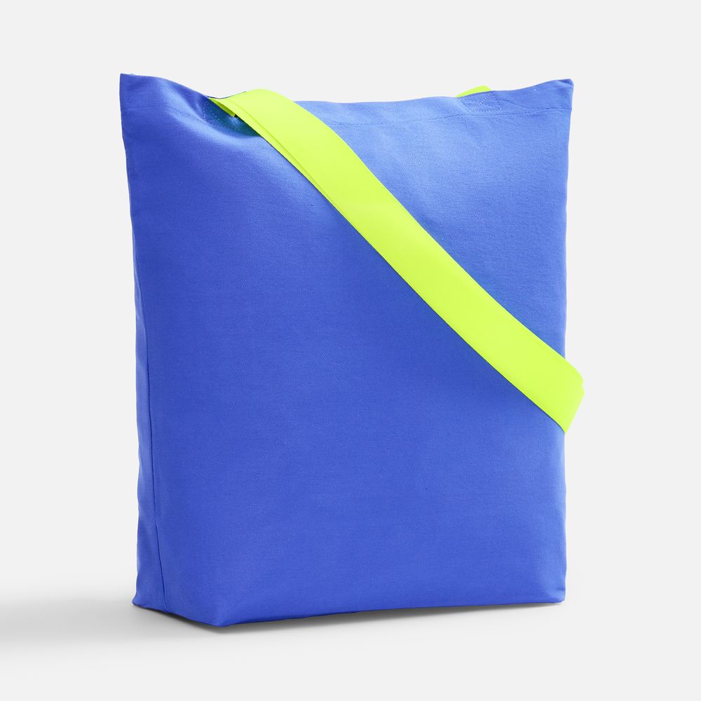 Шопер B5, синий с широкими желтыми ручками-0